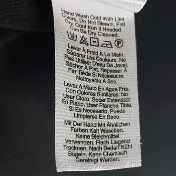 DKNY Black Fit Flare Black Dress M Hi Low Hem Stretchy Poly Sleeveless EUC - Picture 8 of 9